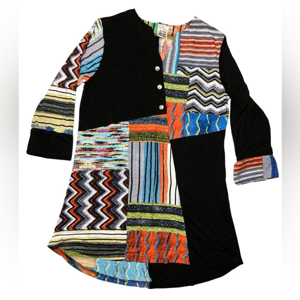 Womens Parsley And Sage Top Size SMALL 3/4 Sleeved Colorful Tunic Shirt Boho